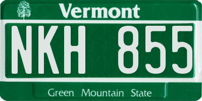 VT license plate NKH855