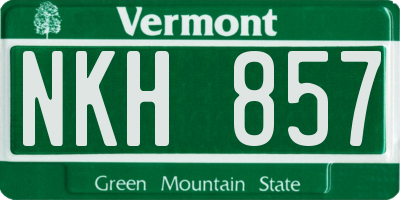 VT license plate NKH857