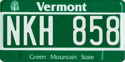 VT license plate NKH858