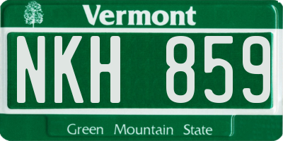 VT license plate NKH859