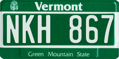 VT license plate NKH867