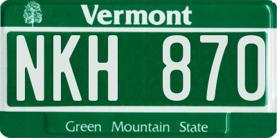 VT license plate NKH870