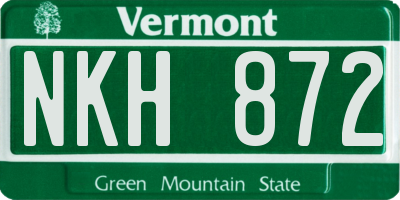 VT license plate NKH872