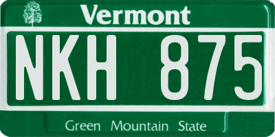 VT license plate NKH875