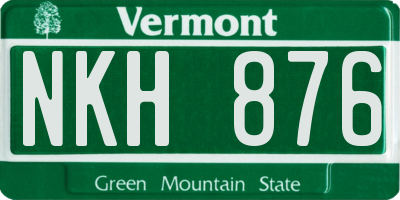 VT license plate NKH876