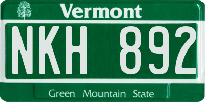 VT license plate NKH892