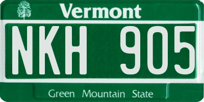 VT license plate NKH905