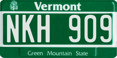VT license plate NKH909