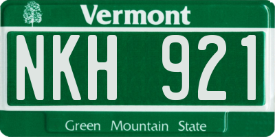VT license plate NKH921