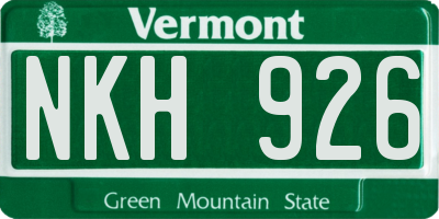 VT license plate NKH926