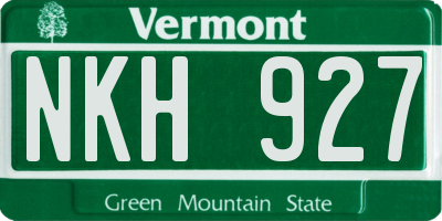 VT license plate NKH927