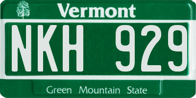 VT license plate NKH929