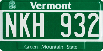 VT license plate NKH932