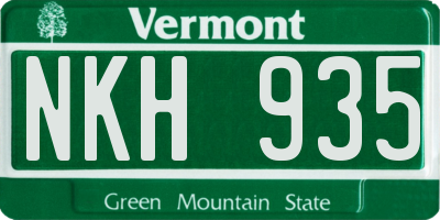 VT license plate NKH935