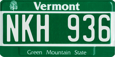 VT license plate NKH936