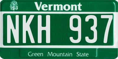 VT license plate NKH937
