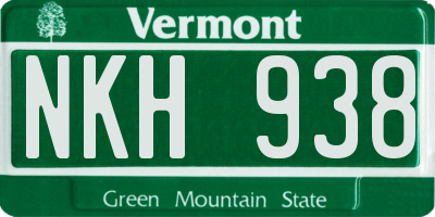 VT license plate NKH938