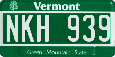 VT license plate NKH939