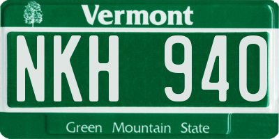 VT license plate NKH940