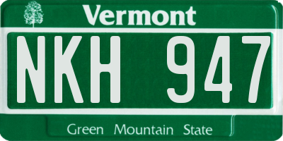 VT license plate NKH947