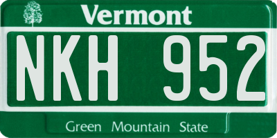 VT license plate NKH952