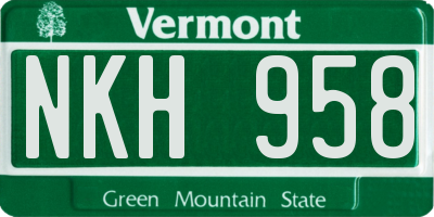 VT license plate NKH958