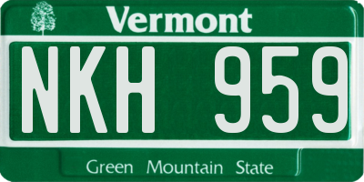 VT license plate NKH959
