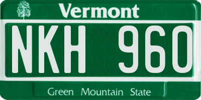VT license plate NKH960