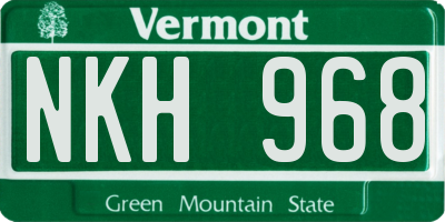 VT license plate NKH968