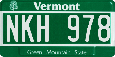 VT license plate NKH978