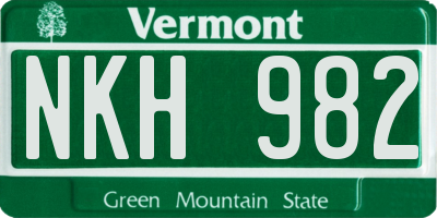 VT license plate NKH982