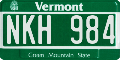 VT license plate NKH984