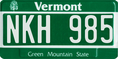 VT license plate NKH985