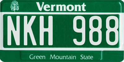 VT license plate NKH988