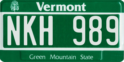 VT license plate NKH989