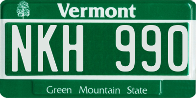 VT license plate NKH990