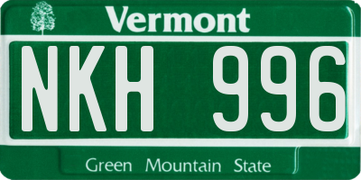 VT license plate NKH996