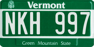 VT license plate NKH997