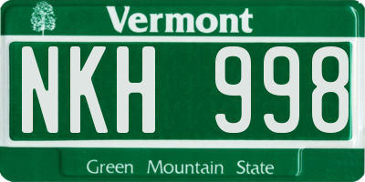 VT license plate NKH998