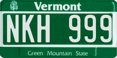 VT license plate NKH999