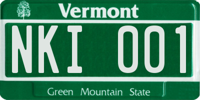 VT license plate NKI001