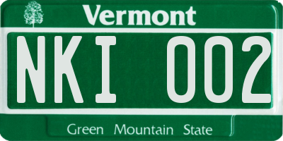 VT license plate NKI002