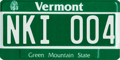 VT license plate NKI004