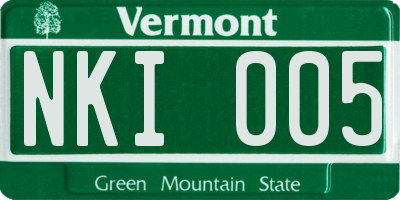 VT license plate NKI005