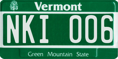 VT license plate NKI006