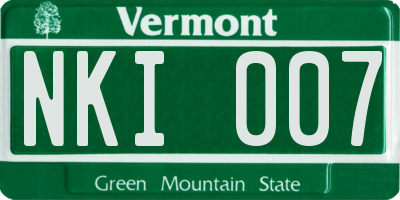 VT license plate NKI007