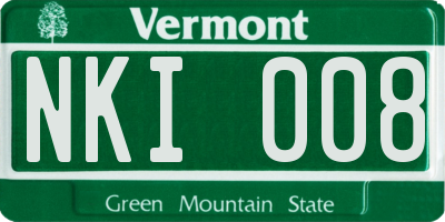 VT license plate NKI008