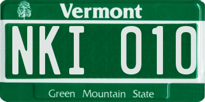 VT license plate NKI010