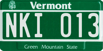 VT license plate NKI013