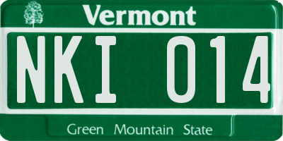 VT license plate NKI014